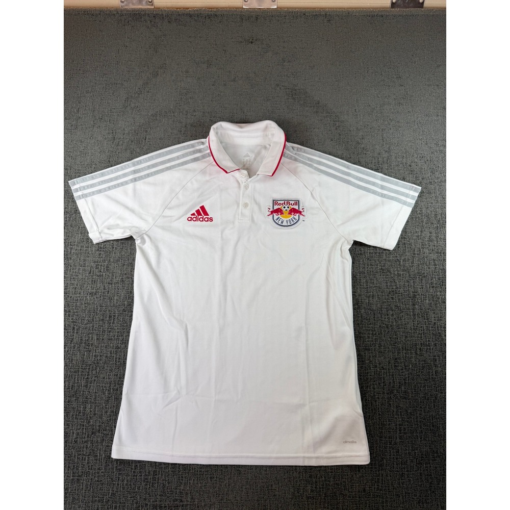 Adidas New York Red Bulls MLS Climalite Soccer Polo Shirt Mens Medium White